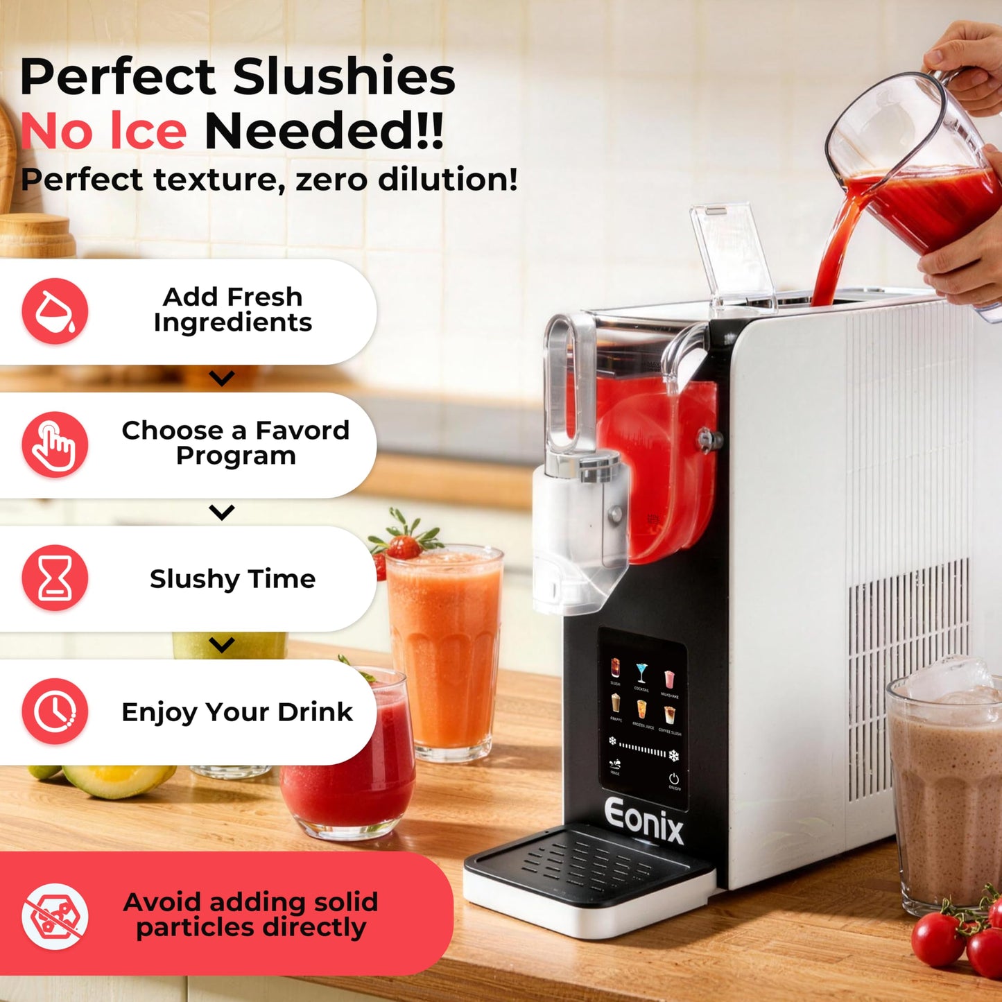 Slushie Machine No Ice Needed,64OZ Slushy Machine for Home with Auto-Clean Function,Commercial Frozen Drink Maker,6 Pre-Set Programs,LED Display,Frozen Margaritas,Frappés,Milkshake ﻿