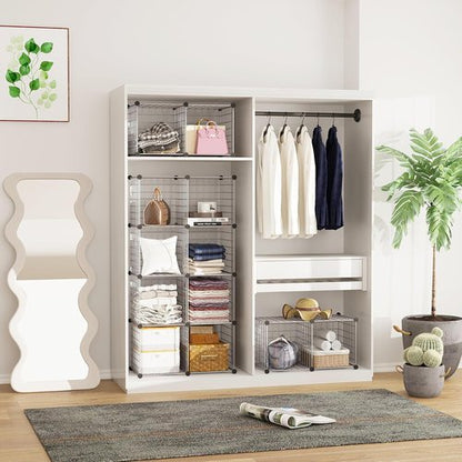 C&AHOME Wire Cube Storage - 12-Cube Organizer with Modular Metal Grids | Ideal for Home & Office, Silver Gray 36.6”L x 12.4”W x 48.4”H
