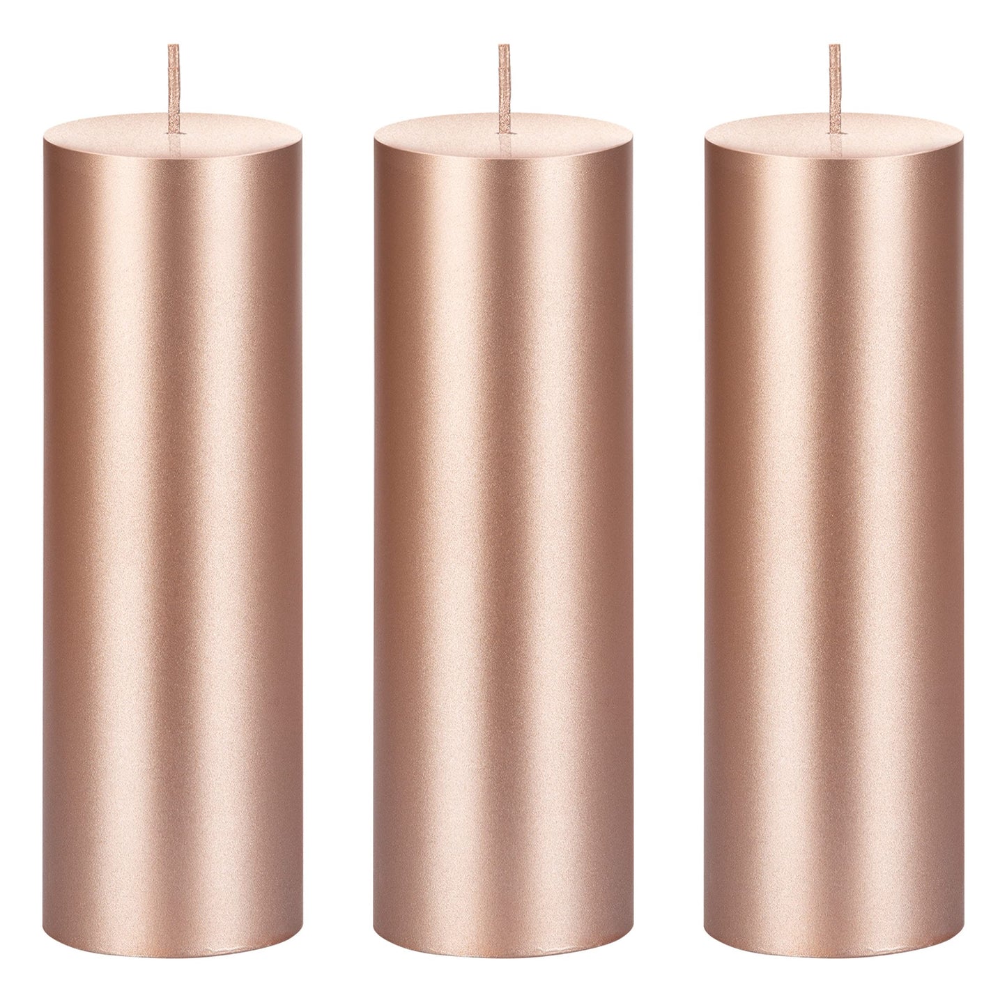 Mega Candles 3 pcs Unscented Solid Rose Gold Pillar Candles, Hand Poured Premium Wax Candle 2 Inch x 6 Inch, Home Décor, Spas, Weddings, Occasions, Party, Centerpieces, Holidays, Vigils, Prayers