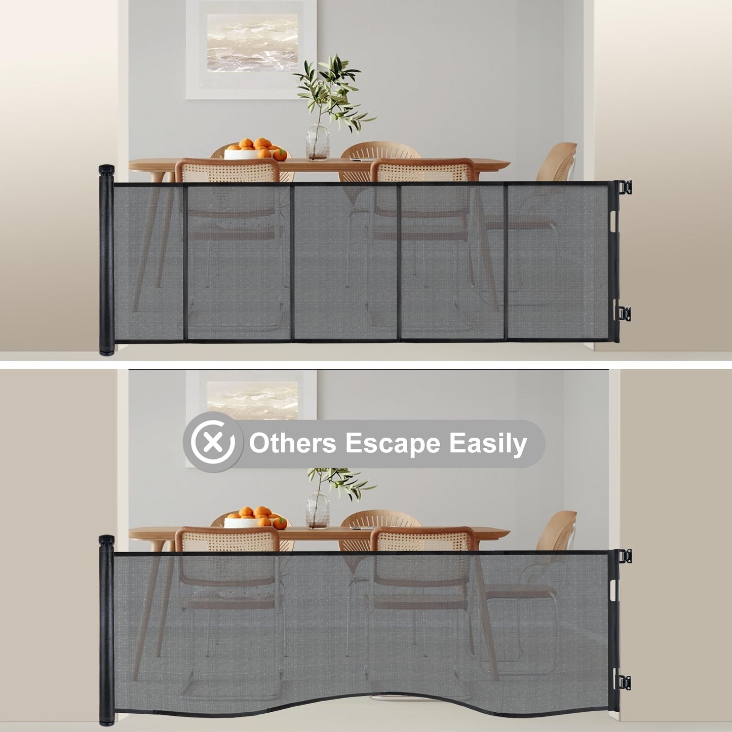 Colbabe 200 inches Extra Wide Retractable Baby Gate, 41.5 inches Tall Mesh Safety Gate for Oversized Openings, Living Rooms, Patios, Child & Pet Barrier for Indoor Outdoor Use, Black
