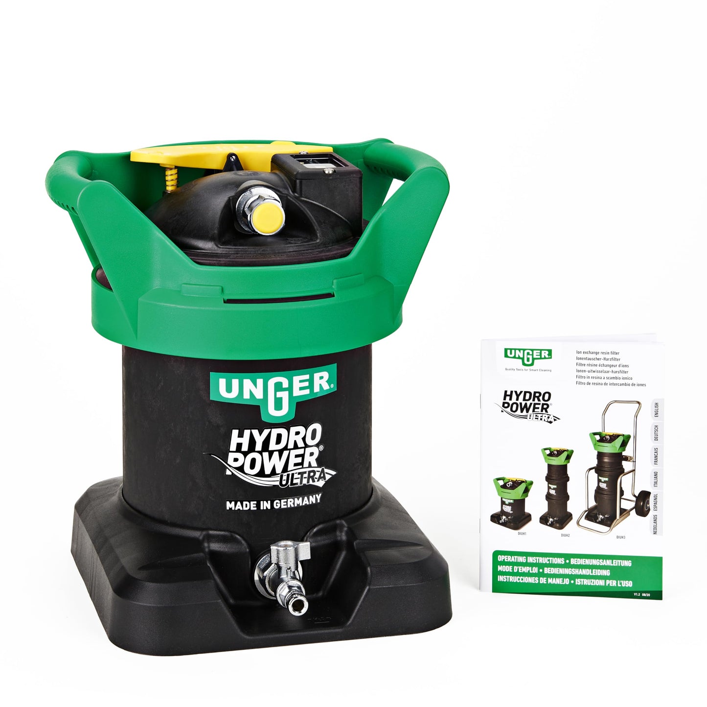Unger Commercial HydroPower Ultra DI Tank - Pure Water for Professional Window Cleaners - Includes Deionization Resin, Small - UHP01