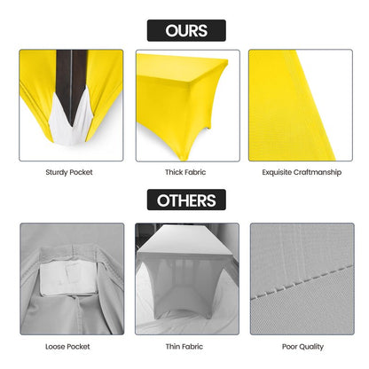 Utopia Kitchen Spandex Tablecloth 10 Pack [6FT, Yellow] Tight, Fitted, Washable and Wrinkle Resistant Stretch Table Cloth Rectangle Cover for Trade Show, Weddings & Parties [72Lx30Wx30H Inch]