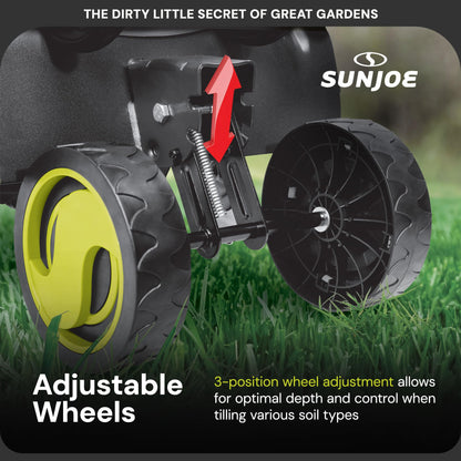 Sun Joe Corded Electric Garden Tiller & Cultivator with Steel Tines, 16 Inch, 13.5-Amp Motor - Heavy-Duty Tilling Machine for Lawn, Yard, and Gardening Care, TJ604E