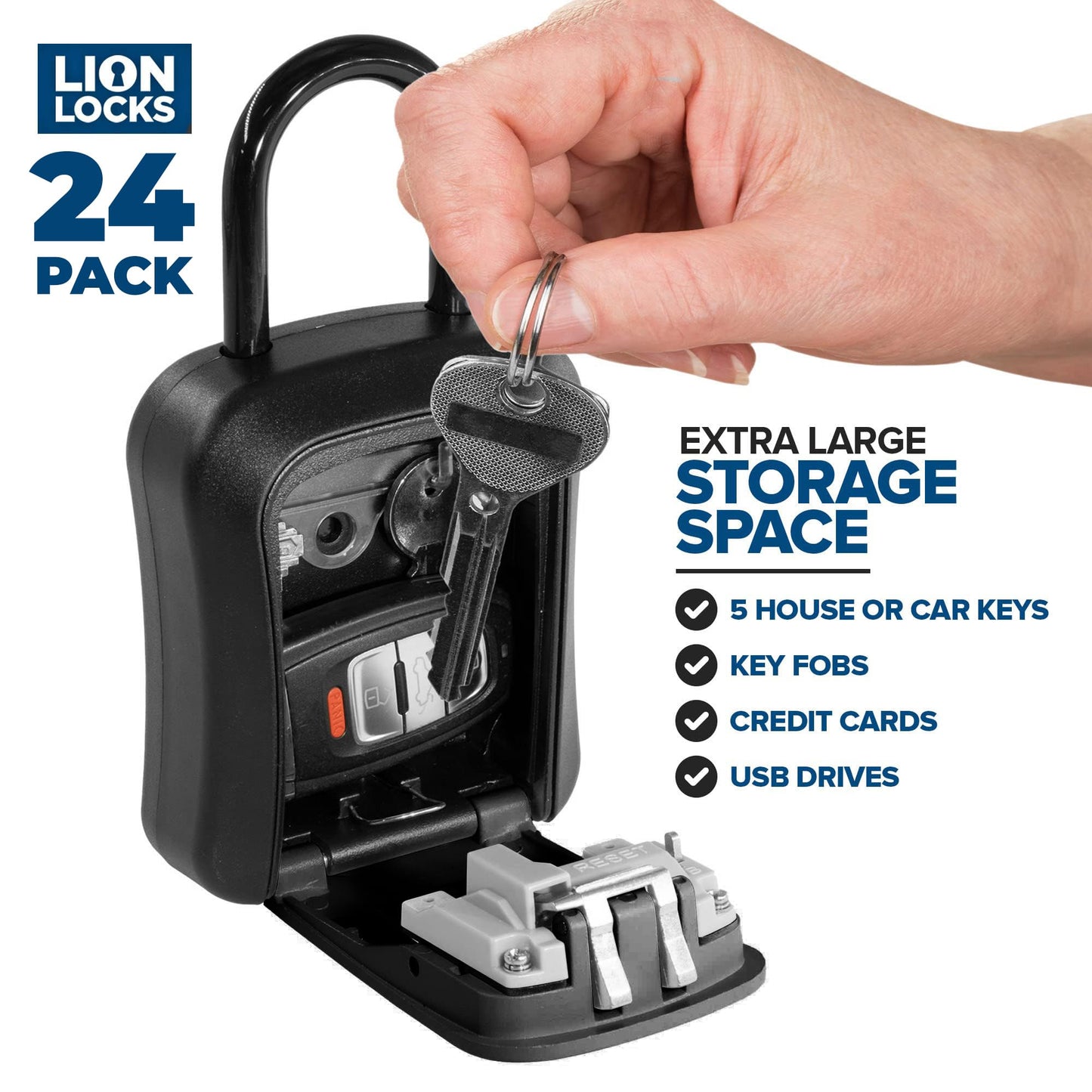 Key Lock Box for Keys with Code (24 Pack) 4 Digit Combination Lockbox for Keys Outdoor, Portable, Waterproof, Realtor Lock Box, Black