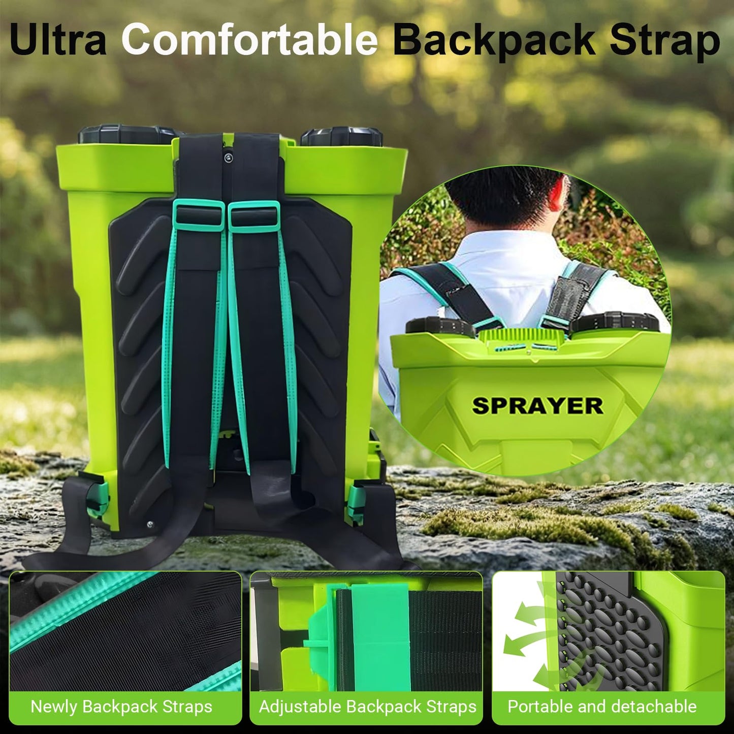 Battery Powered Backpack Sprayer 5.3 Gallon,100 PSI Electric Graden Sprayer Works with 21V 2.6Ah Battery,Weed Sprayer with Telescopic Wand,8 Nozzles,Charger Included for Lawn,Garden,Farm,Disinfection