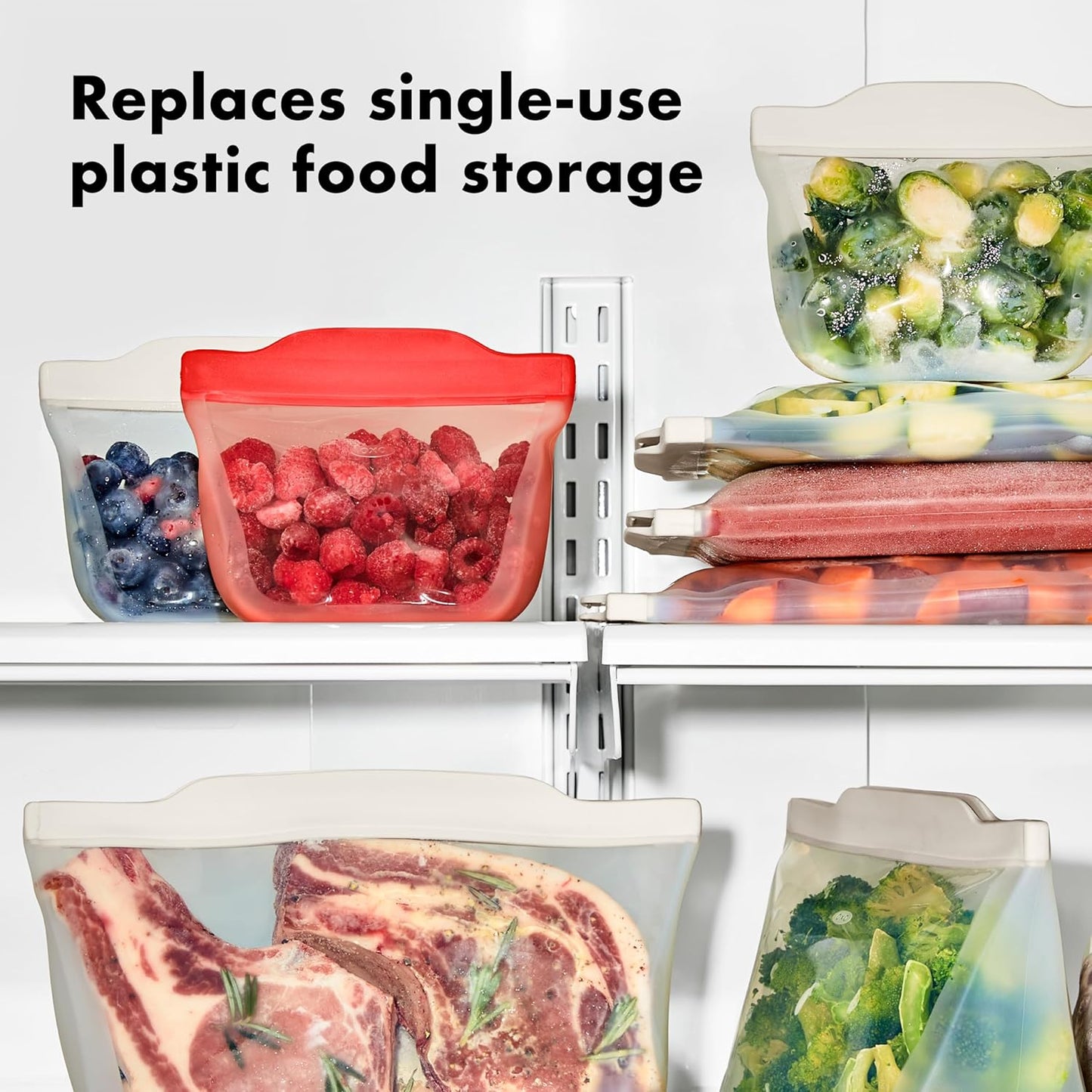OXO Good Grips Silicone Reusable Bag – Stand-Up Snack (12 oz) – Oat