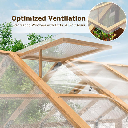 EROMMY 6x10 FT Wooden Greenhouse for Outdoors, Walk-in Greenhouse Kit with 4mm Polycarbonate Panels, Adjustable Roof Vent, Lockable Door, Backyard Greenhouse for Plants and Vegetables