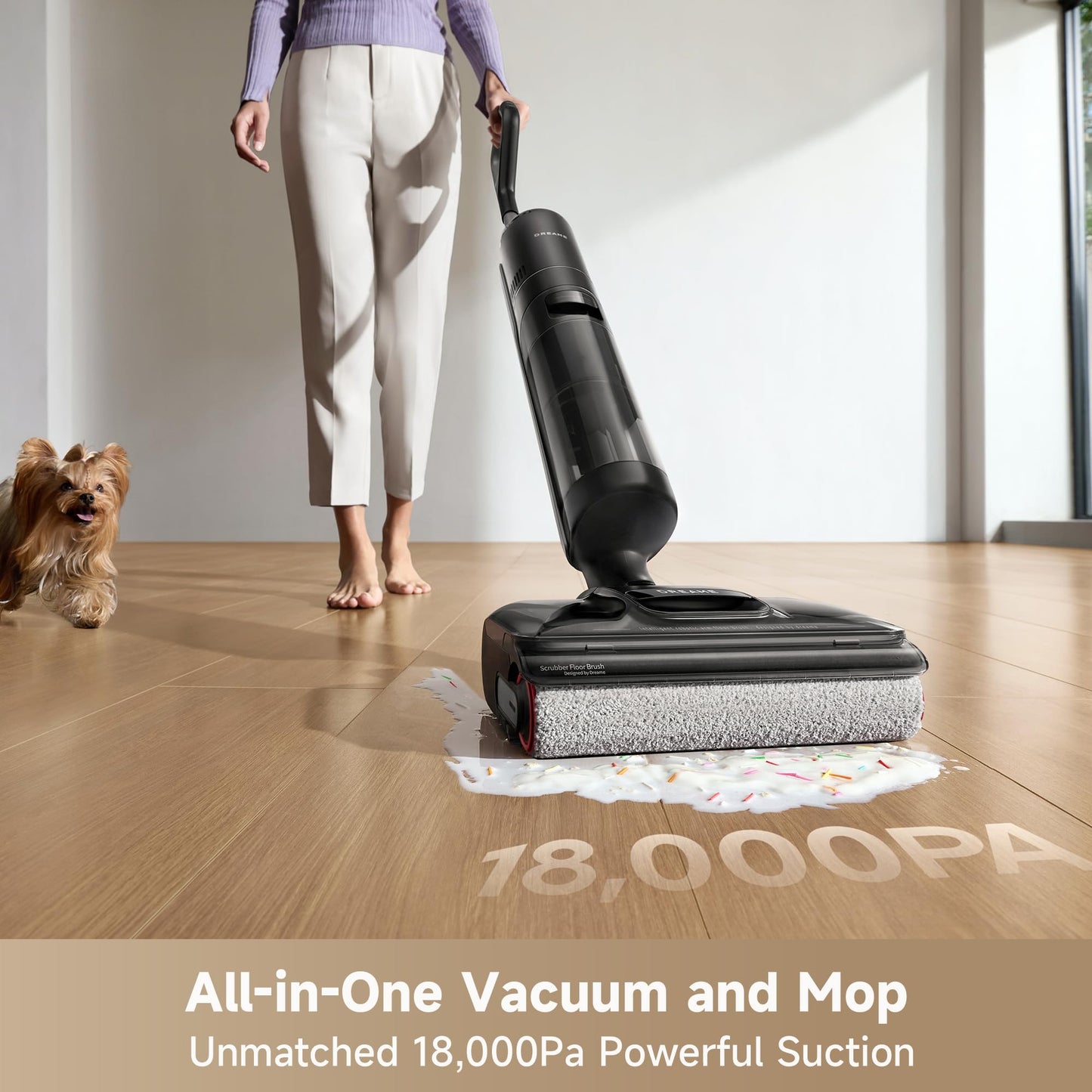 DREAME H12 Pro FlexReach Wet Dry Vacuum Cleaner, 0 Tangle Cordless Vacuum Mop All-in-One for Hard Floors, 180° Lie-Flat Floor Cleaner Machine with 194°F Hot Self-Cleaning, 50Mins Runtime