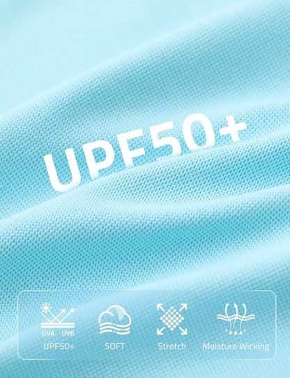 FitsT4 Sports Equestrian Shirts for Women Short Sleeve UPF50+ Moisture Wicking Polo Shirts for Horse Riding Tops Blue M