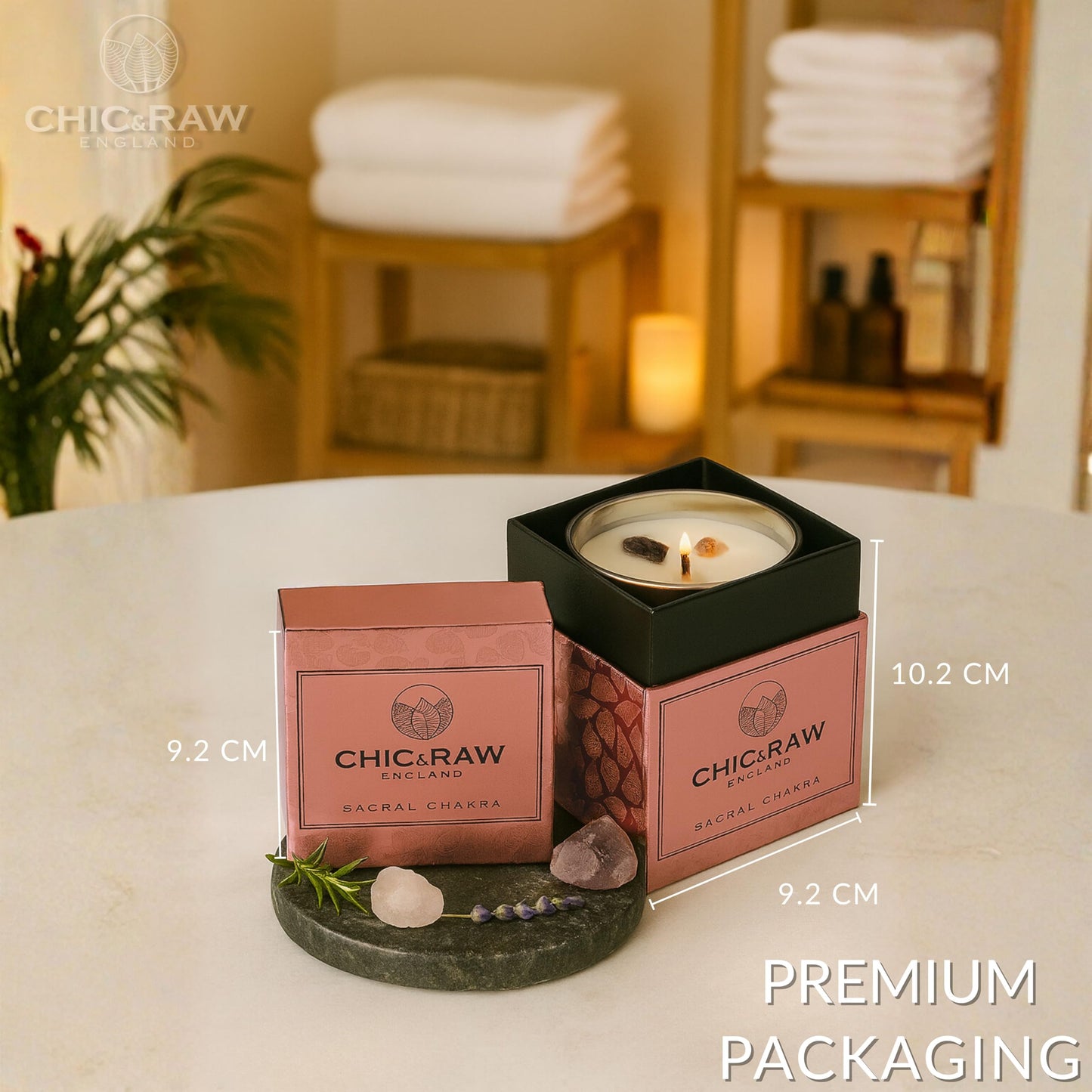 Aromatherapy Candle with Crystal Amethyst Sacral Chakra, Scented Candle Made of Ylang Ylang Oil, Luxury Long-Lasting Burn Soy Candle for Home Scented - Stress Relief, & Manifestation, 7.05oz