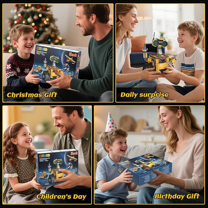 Robot Building Sets for Kids - 5 in 1 Wall Robotic Kit 748 PCS Robot with Interchangeable Arms Bulldozer Plane Building Block Toy Model for Boys Girls 8-12 Easter Home Decor