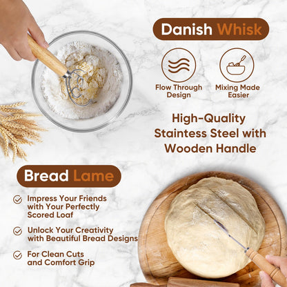 Yiczc Bread Proofing Basket Set, Round 9" & Oval 10" Sourdough Proofing Basket for Bread Making Tools and Supplies, Sourdough Bread Baking Supplies, Ideal Basket Gift Set for Artisan Bakers