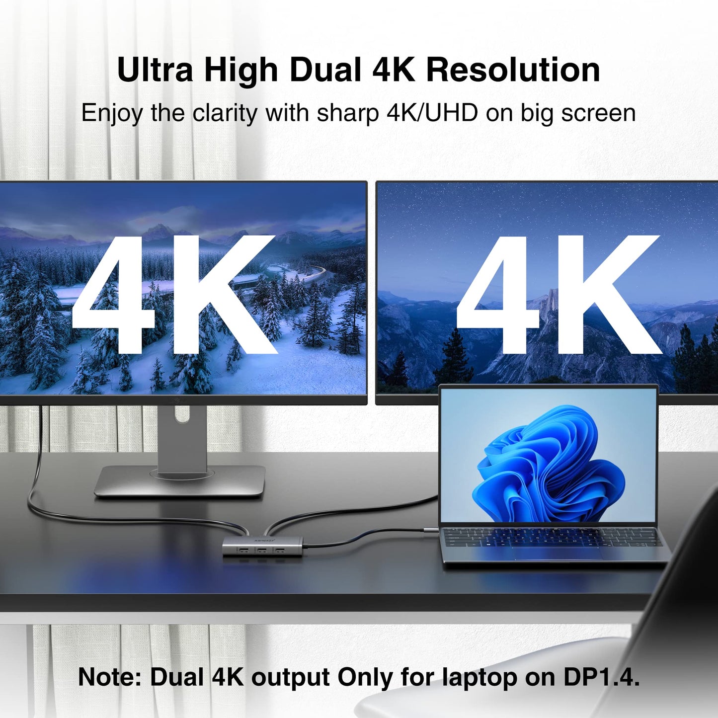 USB C Docking Station Dual Monitor for Dell/HP/Lenovo/Surface Laptop, 14 in 1 Triple Display Hub Multiple Adapter, Dongle with 2 HDMI 4K+VGA+5 Port+100W PD Charger+Ethernet+SD/TF+Audio