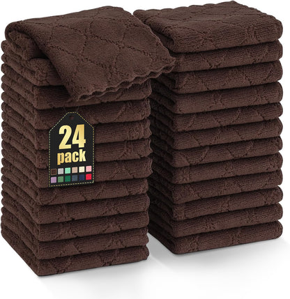 Homaxy 12 Pack Kitchen Dish Cloths (10 x 10 Inches, Grey), Super Soft and Absorbent Coral Velvet Dish Towels, Nonstick Oil Fast Drying Microfiber Cleaning Cloth, No Lint Household Dishcloths