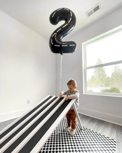 Race Car 2 Balloon - 40 Inch Black Number 2 Balloon for Birthday Party Decorations