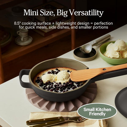 Our Place Mini Always Pan | 8.5" Ceramic Pan with Modular Lid & Beechwood Spatula | Patented 10-in-1 Nonstick, Non-Toxic Cookware Made Without PFAS | Induction & Oven-Safe up to 450°F | Char