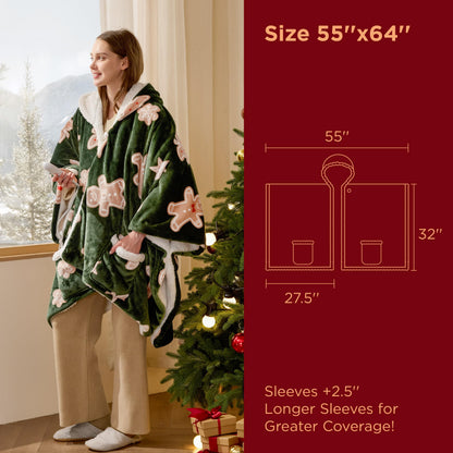 Bedsure Heated Blanket Wearable Shawl - Electric Wrap Poncho Blanket Hoodie for Adult, Birthday Gifts for Mom Women, Sherpa Heating Throw with 4 Time Settings & 6 Heat Settings, 55x64 inches, Grey