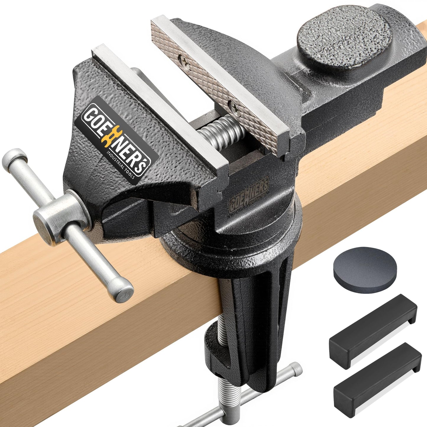 Table Vise or Bench Vise 3.2 Inch, 360° Swivel Clamp-On Vise Portable Home Vice with Large Anvil for Woodworking, Cutting Conduit, Drilling, Metalworking