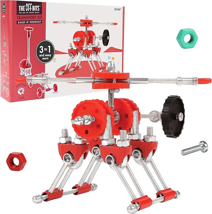 The Off Bits Build Your Own Helicopter Toy SkyBit Transport Educational Stem Building Toys for Boys and Girls 8–12 Stem Toys Engineering Kit Construction Toys Steam Easter Gift for Kids and Adults