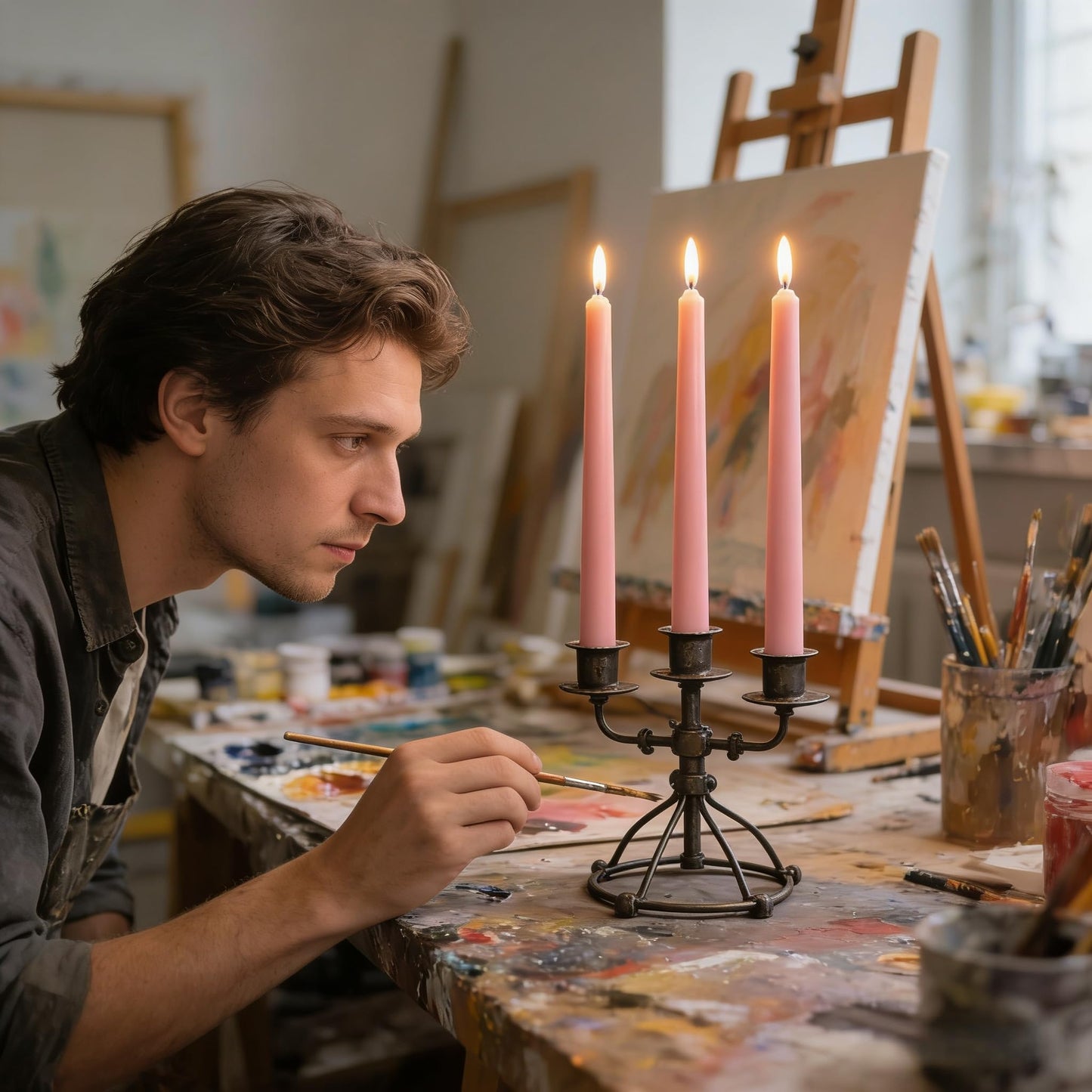 12 Pack 10 inch Dusty Pink Taper Candles, Unscented Dripless Smokeless Candlestick Bulk for Home Dinner Wedding Romantic, 7-8 Hours Burn