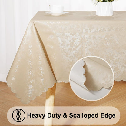 Smiry Rectangle Table Cloth, Waterproof Heavy Duty Vinyl Tablecloths, Wipeable Washable Table Cover for Kitchen and Dining Room (Beige, 70" X 120")
