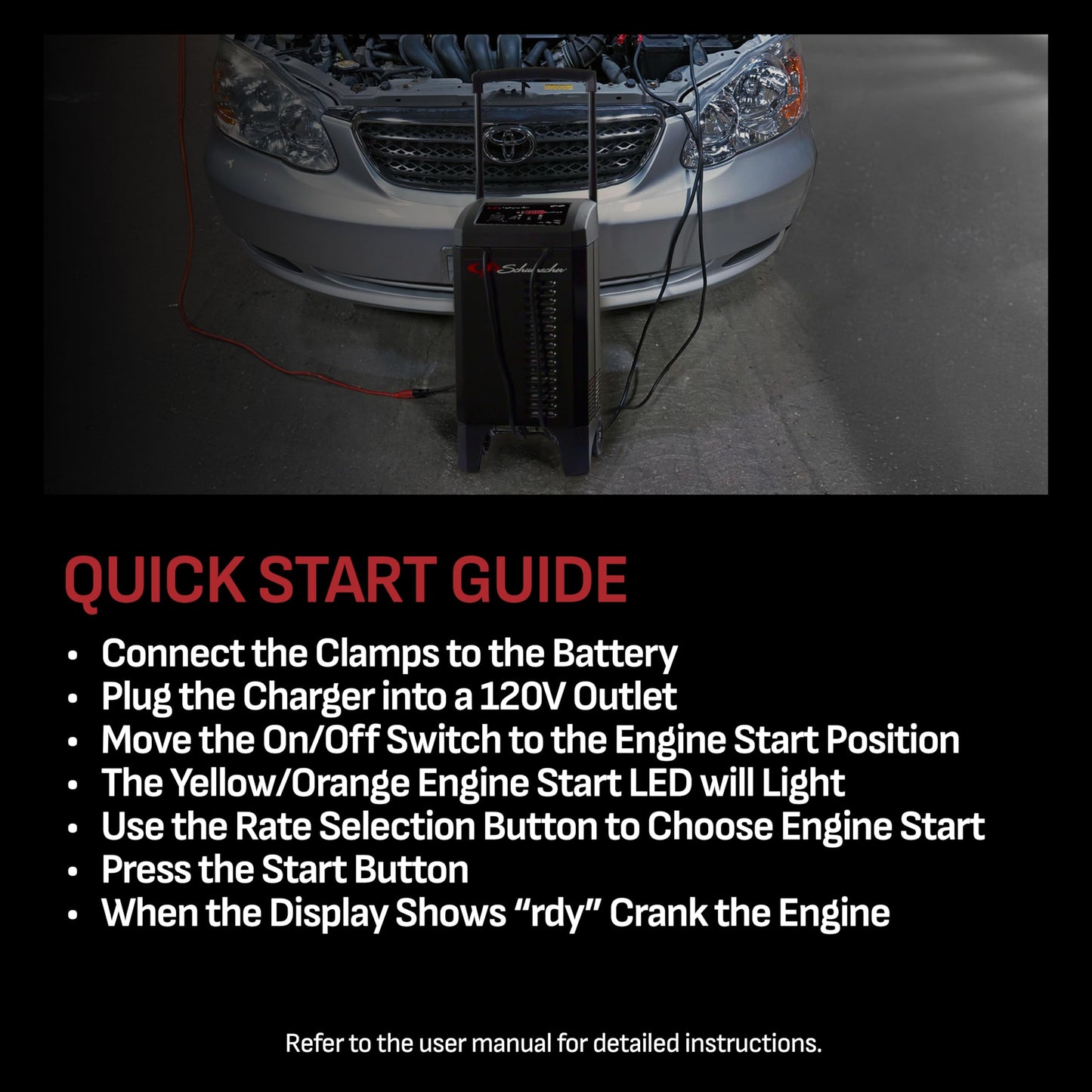 Schumacher Electric Wheeled Automatic 6A Car Battery Charger and 300A Engine Starter, 4-in-1 Solution, Maintainer, 60A Boost, for 6V/12V Power Sport, Automotive, and Marine Batteries, SC1400