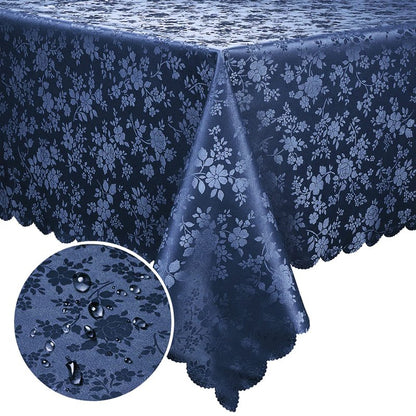 Smiry Rectangle Table Cloth, Waterproof Heavy Duty Vinyl Tablecloths, Wipeable Washable Table Cover for Kitchen and Dining Room (Navy Blue, 60" X 140")