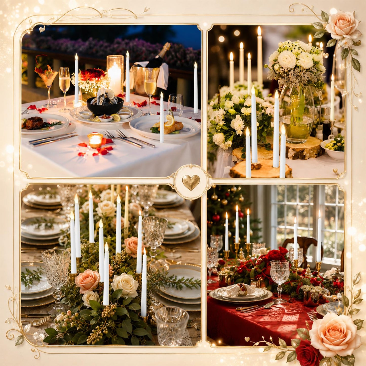 Baquler 200 Pcs Flameless Taper Candles with Remote and Timer 11" Battery Operated Candlesticks LED Flickering Faux Candles Warm Light for Wedding Holiday Party Home Decor (White)