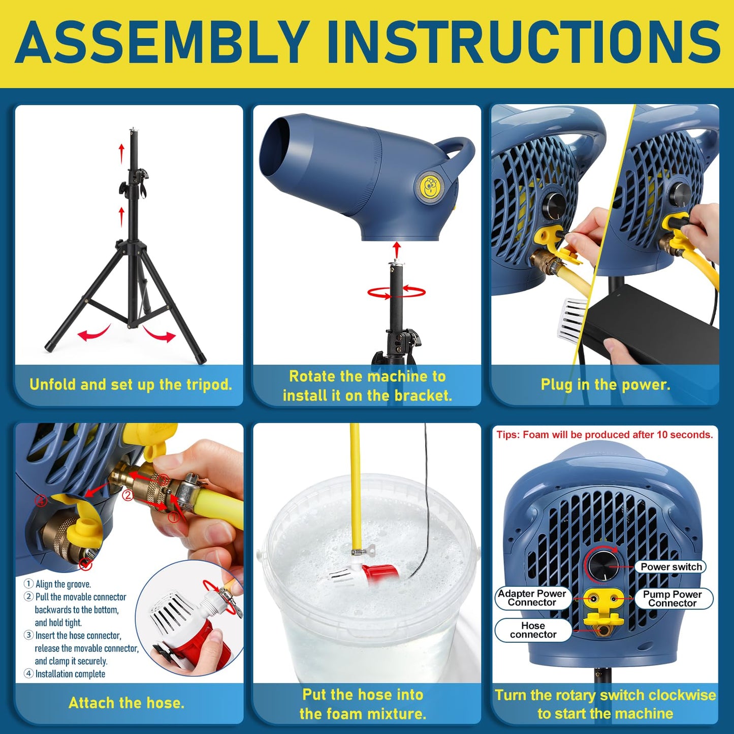 Party Foam Cannon, 3 Modes Foam Machine for Party, Adjustable Wind Speed Detachable Front Barrel, Foam Making Machine for Garden Backyard Pool Indoor (Foam Machine - Enhanced Version)