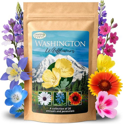 Created By Nature Wildflower Seed Mix - 20 Flower Varieties | 60,000+ Seeds for Vibrant Gardens
