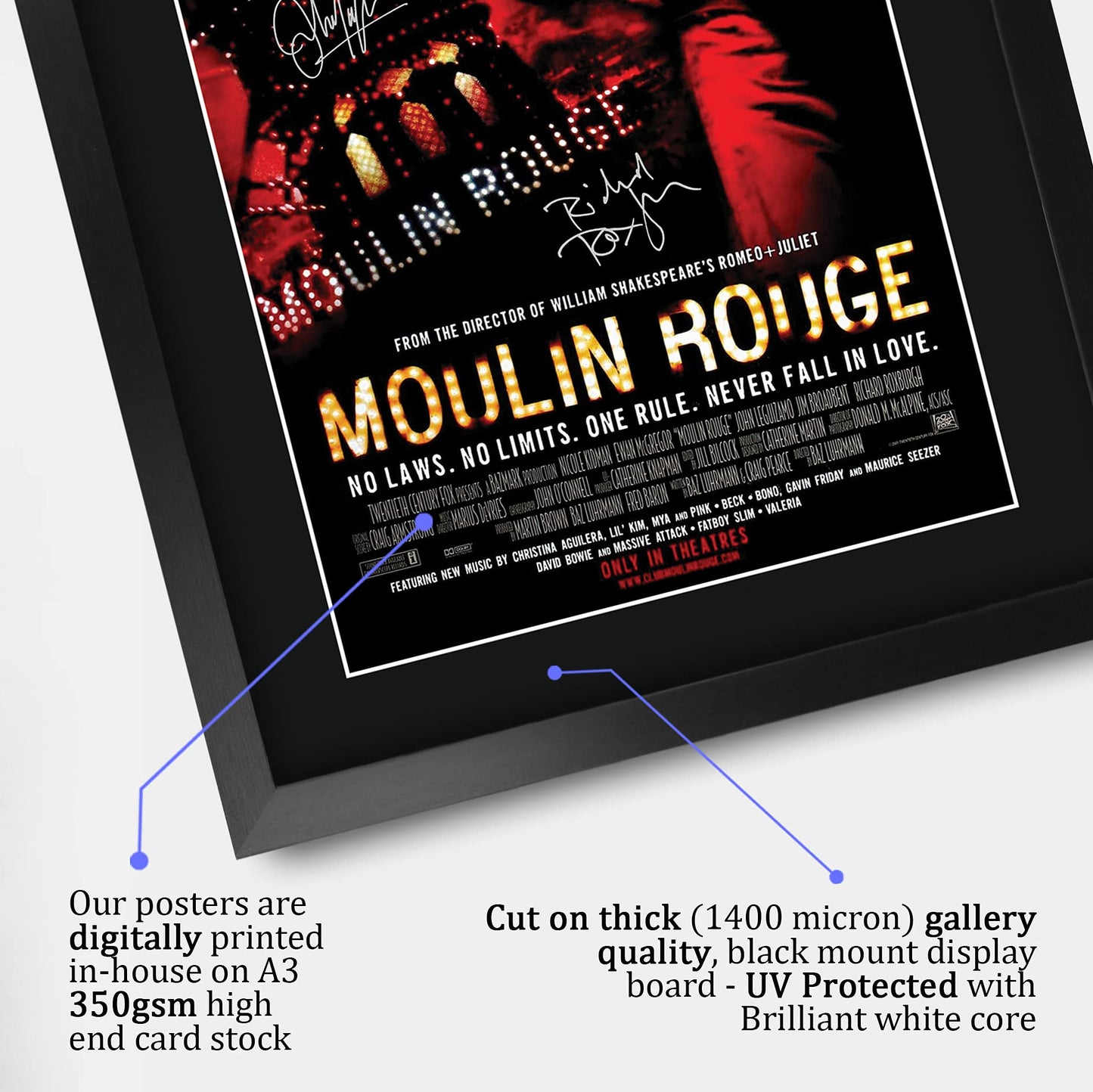 HWC Trading Moulin Rouge Gifts Printed Signed Autograph Picture for Movie Memorabilia Fans - 16" x 12" Framed