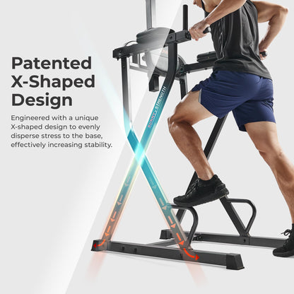 Sunny Health & Fitness Captain’s Chair Full Body Multi-functional Power Tower with Adjustable Pull-Up Bar, Rock-Climbing Grip, Dip Station, Push-Up Bar, Total Home Gym Strength Training - SF-XF922081