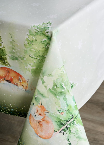 Maison d' Hermine Table Cloth Square Table 100% Cotton 54 x 54 Inches Fall Tablecloth Reusable Everyday Use for Thanksgiving Christmas Decorations Dining Farmhouse Party (Winter Mornings)