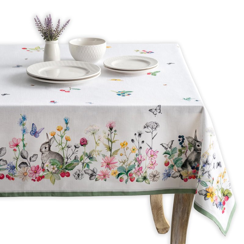 Maison d' Hermine Table Cloth Square Table 100% Cotton 54 x 54 Inches Tablecloth Reusable Decorative for Dining Kitchen Room Farmhouse Home Gifts for Mothers Day Spring Summer - Printemps