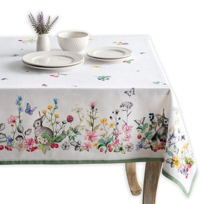 Maison d' Hermine Table Cloth Square Table 100% Cotton 54 x 54 Inches Tablecloth Reusable Decorative for Dining Kitchen Room Farmhouse Home Gifts for Mothers Day Spring Summer - Printemps