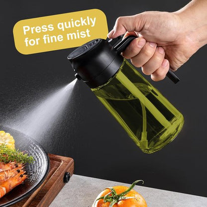 CXINYI - 16oz Olive Oil Dispenser with Stickers - 2-in-1 Sprayer for Cooking & Salads, Black
