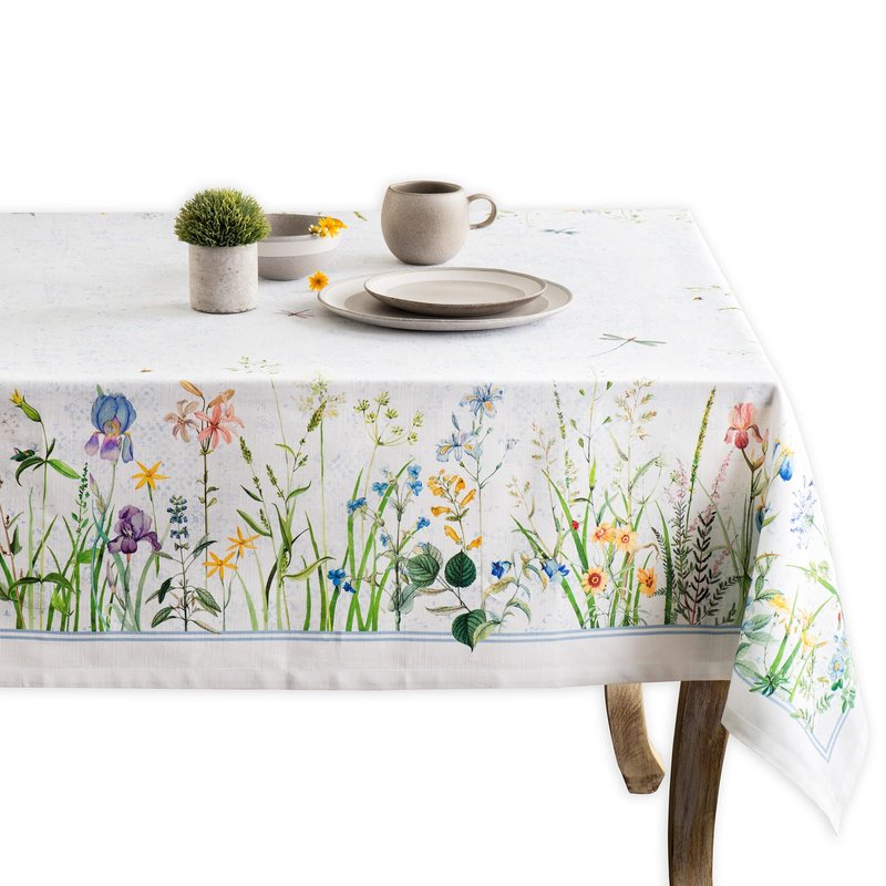 Maison d' Hermine Table Cloth Rectangle Table 100% Cotton 70 x 140 Inches Tablecloth Reusable Decorative for Dining Kitchen Room Farmhouse Home Gifts for Mothers Day Spring Summer - Fleurs De Mai