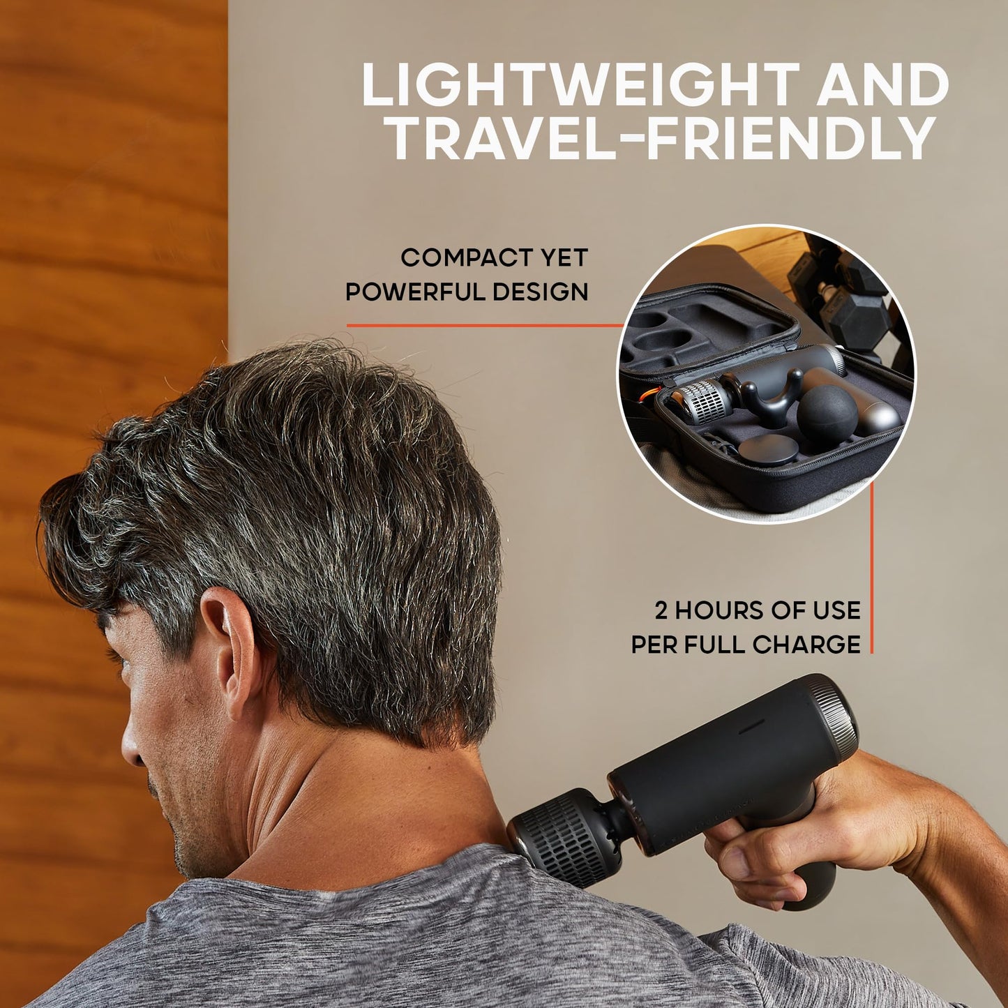 Sharper Image® Powerboost® Pro+ Hot & Cold Deep Tissue Massage Gun - 6 Speeds, 6 Attachments, 5-Hour Battery, Travel Case, Charging Base, Shoulder & Back Massager, Pain Relief Tool, FSA Eligible