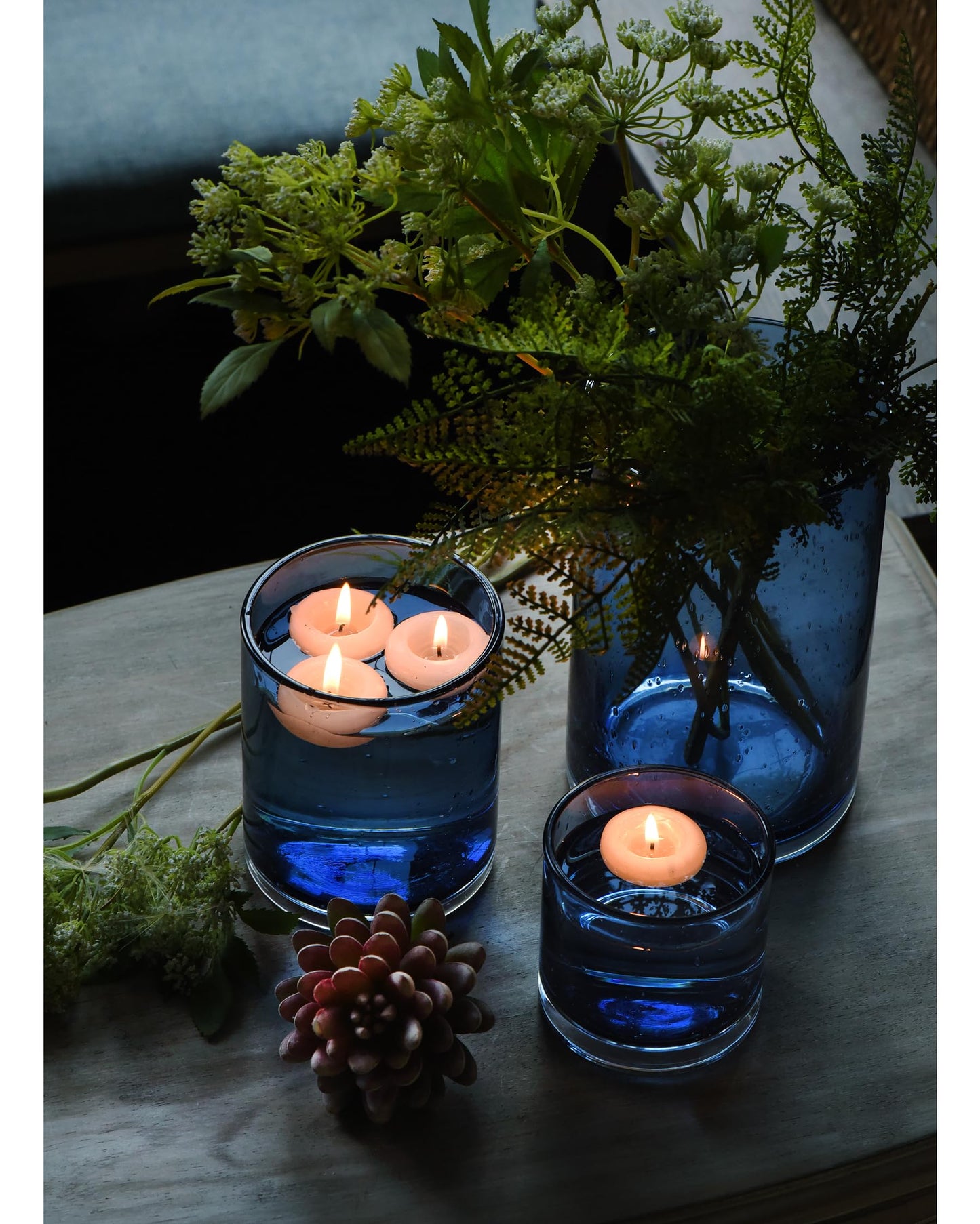 ARIAMOTION Blue Candle Holder, 8" 5" 3.5" Height Set 3