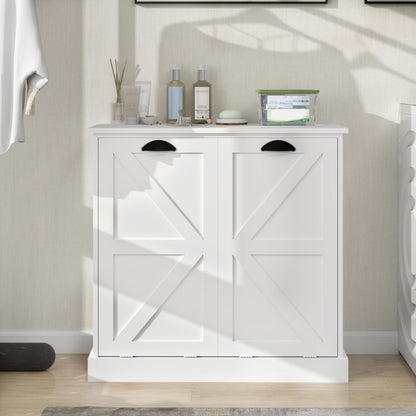 agnixnaf Laundry Sorter Cabinet, Two-Compartment Tilt-Out, White Storage Cabinet, for Small Bothroom