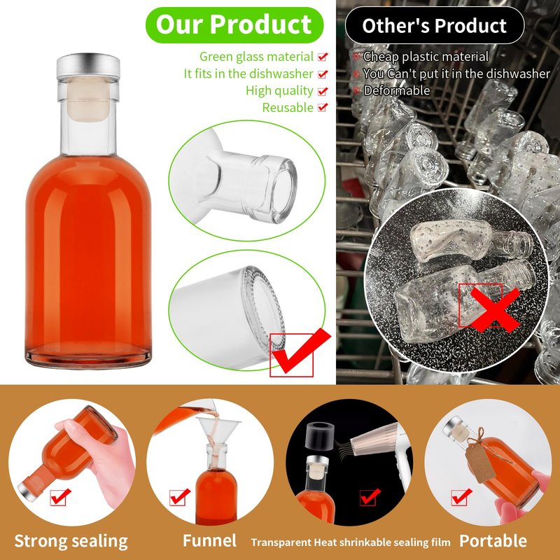 eispap 25 Pcs 3.5OZ Mini Glass Liquor Bottles with Lids Small Glass Wine Bottle Reusable Empty Alcohol Bottles with Aluminum Silver Cap for Christmas Birthday Weddings (100ML 3.5OZ 25PC)