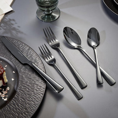 KINGSTONE Silverware Set for 8, 40-Piece Forged 18/10 Stainless Steel Flatware Set, Mirror Finish Cutlery Set Dishwasher Safe for Home, Restaurant, Wedding, Party,Black