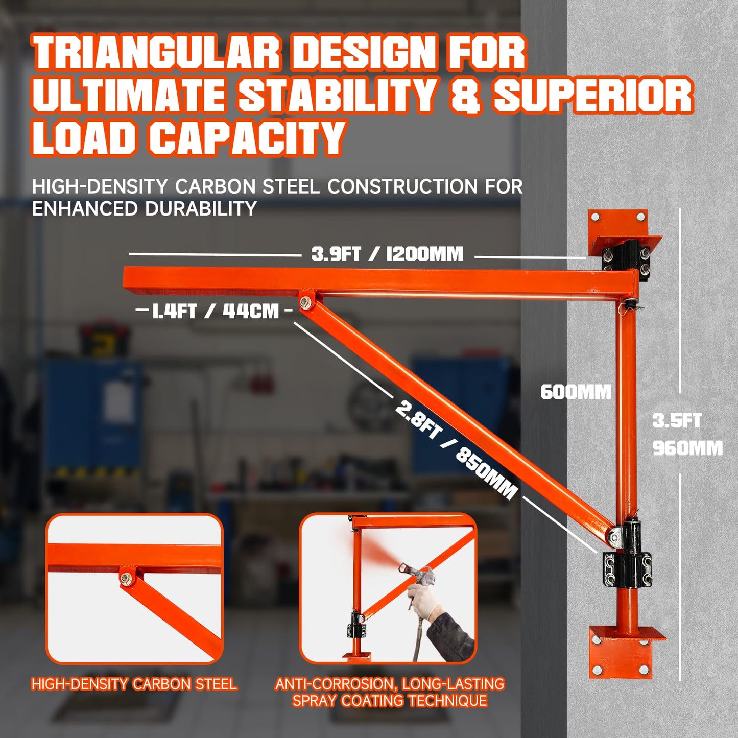 Wall Mount Jib Crane Hoist Bracket, 660lb Load Capacity Heavy Duty Electric Hoist Support Bracket, 180-Degree Rotatable Electric Scaffolding Lift, Ideal Jib Crane Bracket for Efficient Lifting