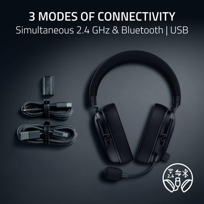 Razer BlackShark V3 Wireless Gaming Headset for PC: 50mm Drivers - Super Wideband Mic - 2.4 GHz, Bluetooth, USB - Works with Mac, PS5, Nintendo Switch, Smartphone - 70 Hr Battery - Black