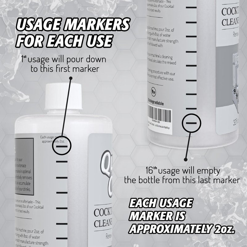 Quick & Clean Cocktail Machine Cleaner & Descaler - Made in the USA - Cleaner & Descaler for At-Home Cocktail Machines - Removes Mineral & Limescale Buildup