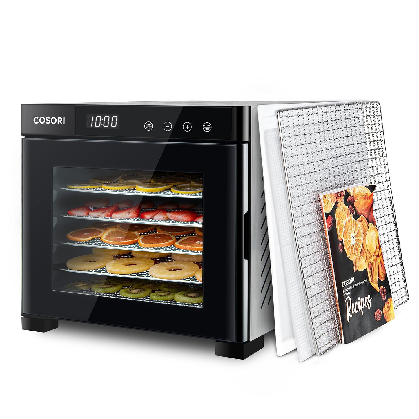 COSORI Food Dehydrator Machine(50 Recipes),6 Stainless Steel Trays with Digital Timer and Temperature Control& Food Dehydrator Fruit Roll Sheets for Jerky, Meat, Beef, Fruit, Vegetable,BPA-Free, 2pack