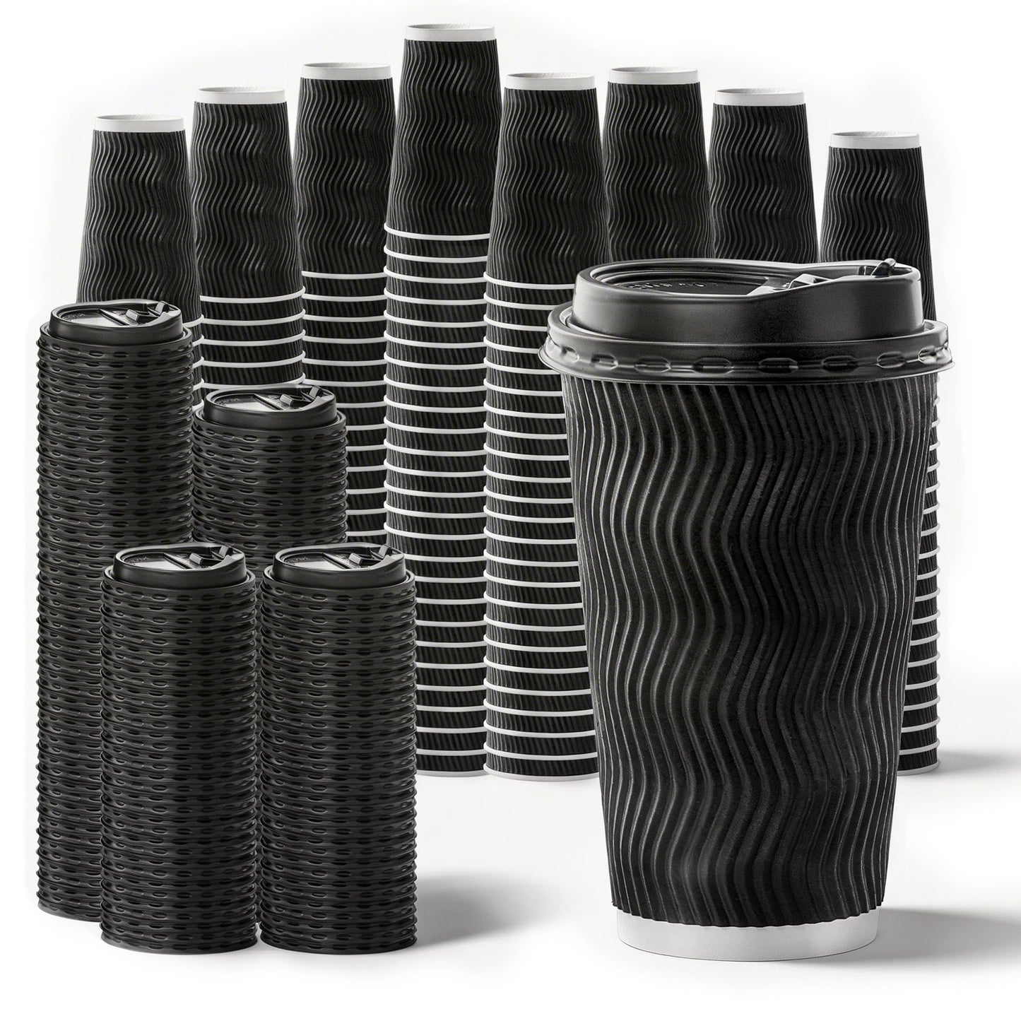 Commercial Coffee Urn 50 Cup/8L + 200-Pack 16oz Insulated Paper Cups with Lids | Complete Coffee Serving Bundle for Restaurant Catering, Church & Large Events