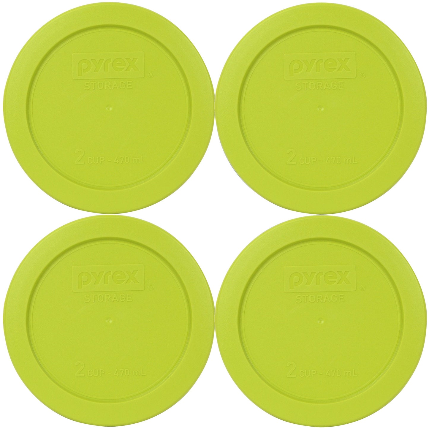 Pyrex 7200-PC 2-Cup Edamame Green Food Storage Replacement Lid (4-Pack) - Made in USA