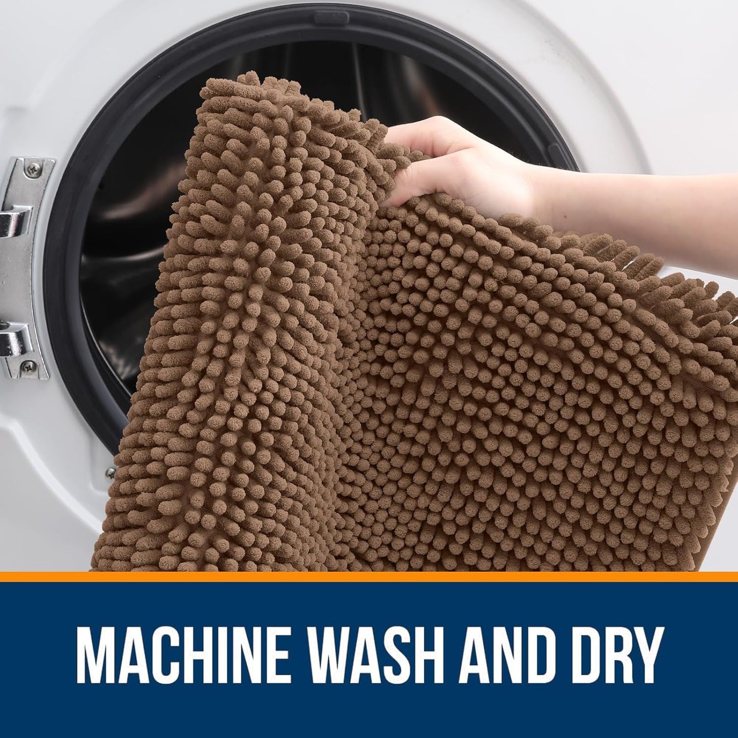 OLANLY Large Bath Rugs - Extra Soft Chenille, Quick Dry & Absorbent | 59x35 Mocha, Machine Washable