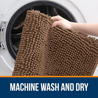 OLANLY Large Bath Rugs - Extra Soft Chenille, Quick Dry & Absorbent | 59x35 Mocha, Machine Washable